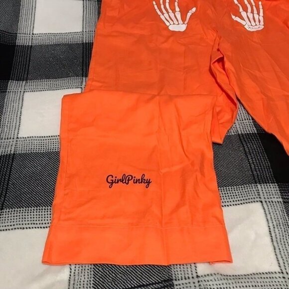 victoria secrets PINK PJ FLANNEL PANTS “HANDSIE” HALOGEN ORANGE SIZE LARGE - Picture 5 of 9